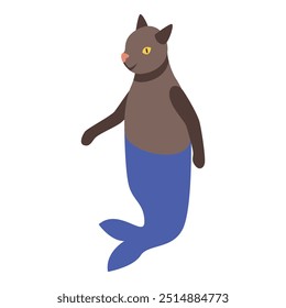 Cat mermaid fantasy character showing a magical creature is swimming in the ocean