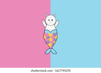 Cat Mermaid Kawaii Cute Illustration Character