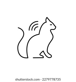 Cat microchip. Veterinary and pet registry implant. Pixel perfect, editable stroke line icon