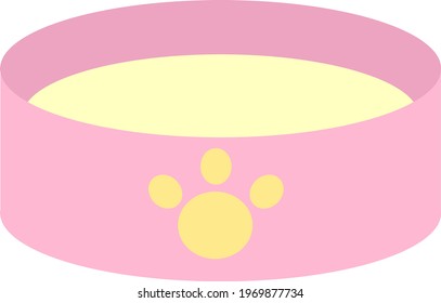 Cat milk in a bowl, icon illustration, vector on white background
