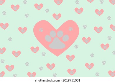 Cat in mind. Wallpaper and fabric design and decoration. Cat's paws with a cat on a lomon green background.