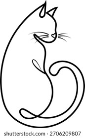 Vector de arte de línea minimalista de gato