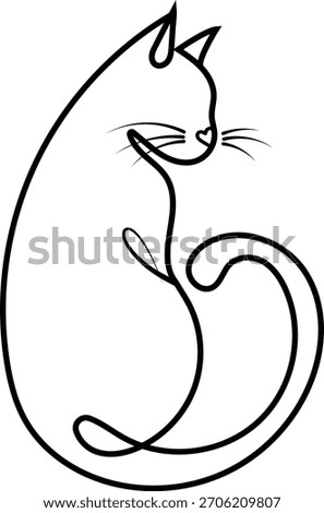 Cat minimalist line art vector
