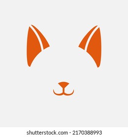 Cat minimalist logo. Simple negative space vector design. Isolated with soft background.