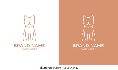 Cat minimalistic logo on a white and orange background