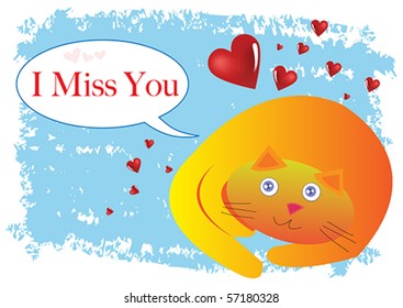 Cat I Miss You Illustration in Vector