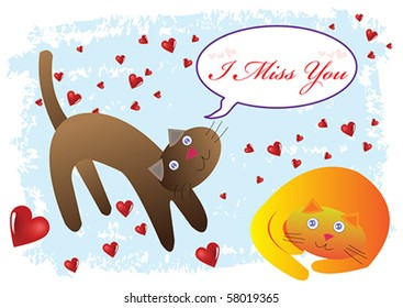 Cat I Miss You Illustration in Vector