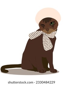 Cat model fashion show with scarf