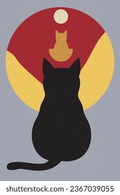 cat modern boho illustration vector eps