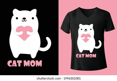CAT MOM A BEAUTIFUL T-SHIRT VECTOR