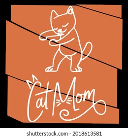 cat mom best gift idea funny dancing kitten unisex fleece zip vector design illustration print poster