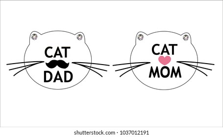 'Cat mom, cat dad'' text and symbol