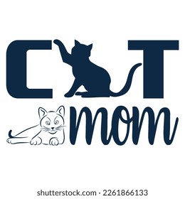 Cat mom - Don't shop, adopt. Grey paw prints. Brush lettering quotes about the cat. Modern calligraphy phrases on isolated background. vector eps 10.