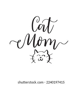 Cat Mom hand-drawn pet lover doodle. Cute print