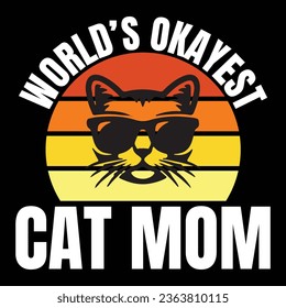 CAT MOM ILLUSTRAIONS WITH PATCHES FOR T-SHIRTS AND OTHERUSES