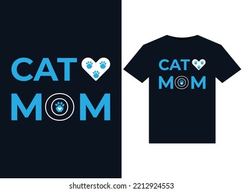 Cat mom illustrations for print-ready T-Shirts design