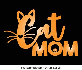 Cat mom Logo Vector Rhinestone t-shirt design