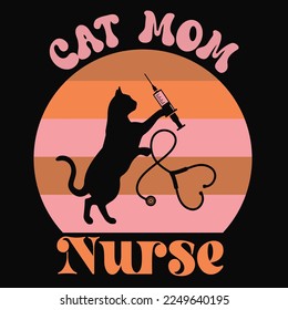 Cat mom nurse t - shirt design nurse lover t - shirt design eps file