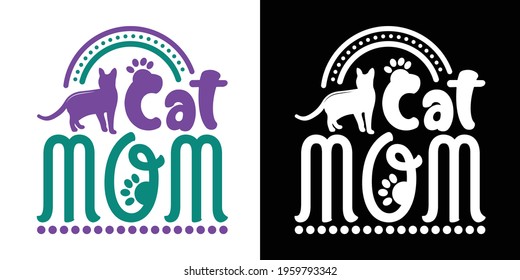 Cat Mom Printable Vector Illustration