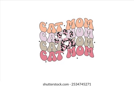 Cat Mom Retro T-Shirt Design