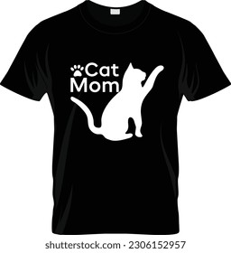 Cat Mom T Shirt Design, Funny Hand Lettering Quote, Pet Moms life, Modern brush calligraphy. Inspiration graphic design typography element.