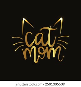 Cat mom. Text and face. Calligraphic style lettering. Cat lovers stuff. Perfect gift for women and girls who loves pet. Pet lover. Cat lover. Neon Line. Pet Moms life. Typography. Line art.
