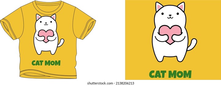 CAT MOM t-shirt design background color is a  and t-shirt color is a  beautiful color and beautiful design