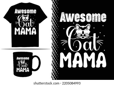 Cat Mom T-shirt Design Graphic Template