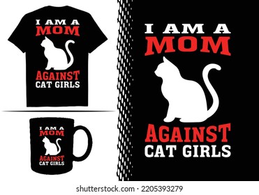 Cat Mom T-shirt Design Graphic Template