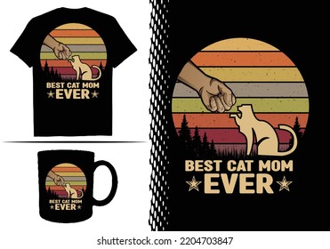 Cat Mom T-shirt Design Template