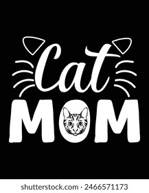 Cat Mom T-shirt Design vector.