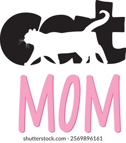 Cat Mom T-shirt - Cat Lover. Cat Mom phrases set. Lettering phrase on white background. Pet Mom life, Elegant calligraphy. Inspiration graphic design typography element. Vector illustration #CatMom