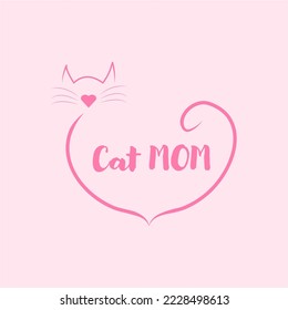 cat mom typography baby pink text love shaped