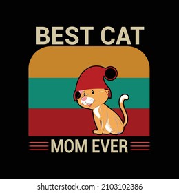 Cat Mom vintage t shirt design illustration with hand drawing