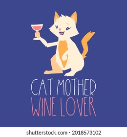 cat mom wine lover gift cats cute kitten ote bag design vector illustration for use in design and print poster canvas