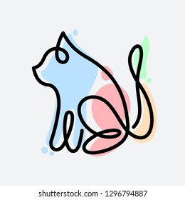 Cat mono line vector