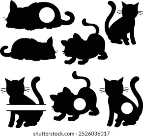 Cat Monogram Frame. Kitten Monogram Frame. Cat Vector Illustration.