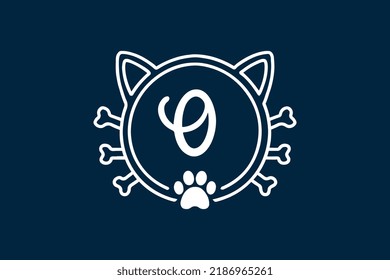 Designs für Logos von Cat Monogram Letter O. Es ist geeignet, für welches Unternehmen oder welchen Markennamen diese Buchstaben beginnen.