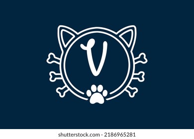 Cat Monogram Letter V Logo Designs. It will be suitable for which company or brand name start those letter.