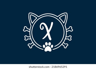 Diseños con el logotipo Cat Monograma X. Será adecuado para qué empresa o marca inicia esa carta.