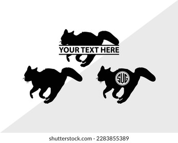 Cat Monogram Vector Illustration Silhouette