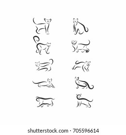 Cat monoline set for logo etc