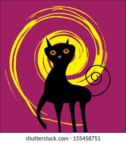 cat and the moon background vector