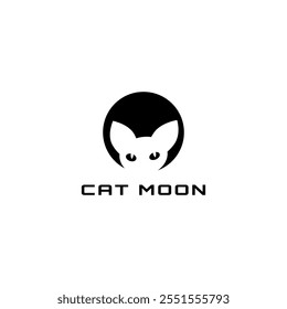 Diseño del logotipo de la luna del gato para su marca o etc