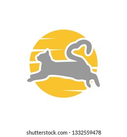 Cat moon silhouette vector illustration design template