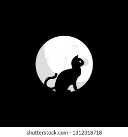 Cat and moon vector design. Idea for company style and logo.