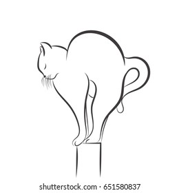 Cat Morning Stretch Out Outline Cat Stock Vector (royalty Free 