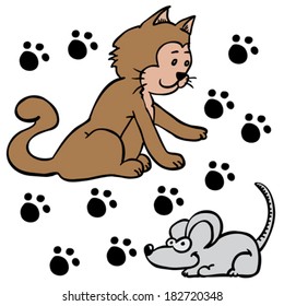 cat and mouse cartoon illustration