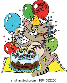 cat and mouse celebrate birthday