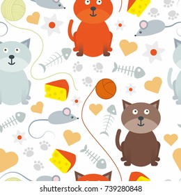 Cat and Mouse cute seamless  pattern